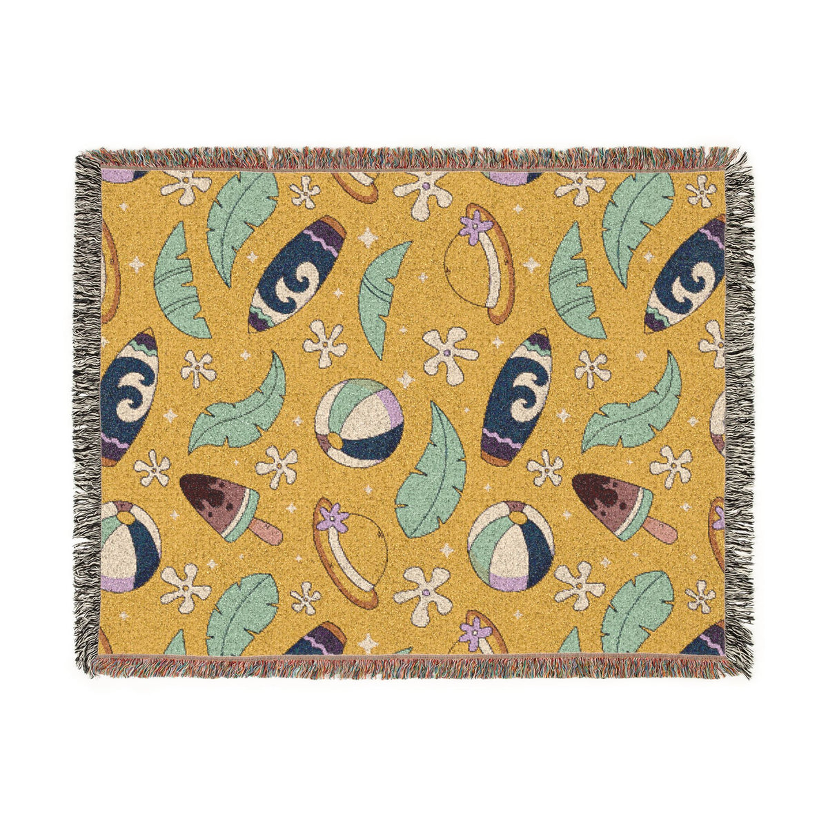 Sunny Surf & Summer Vibes Woven Throw Blanket