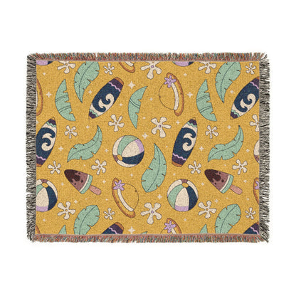 Sunny Surf & Summer Vibes Woven Throw Blanket