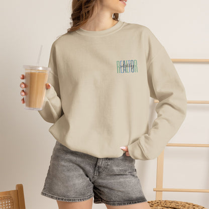 Personalized Realtor Retro Stacked Text Graphic Sweatshirt | Custom Name Real Estate Crewneck