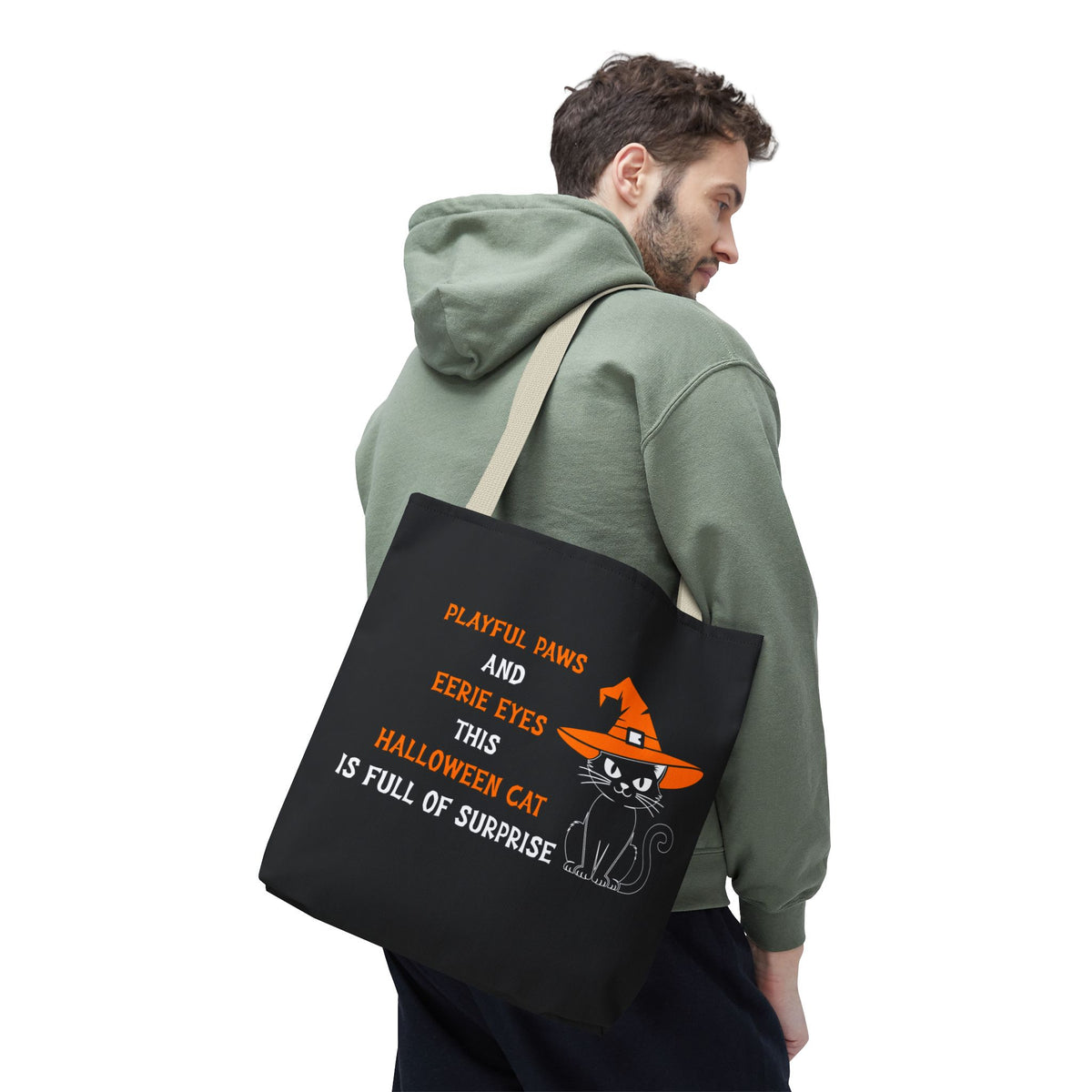 Halloween Cat Tote Bag — "Playful Paws and Eerie Eyes" Trick-or-Treat Reusable Shopper