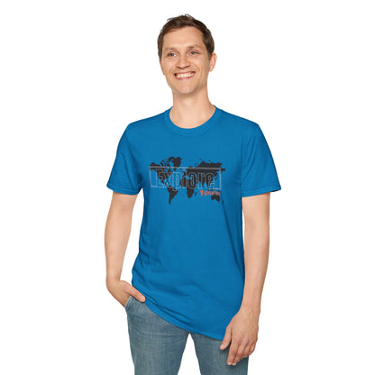 Explore World Map Adventure Graphic Tee: Urban Street Style & Travel T-Shirt
