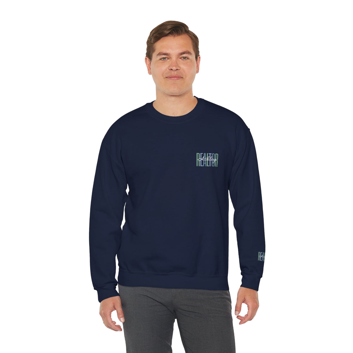 Personalized Realtor Retro Stacked Text Graphic Sweatshirt | Custom Name Real Estate Crewneck