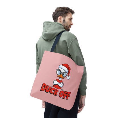 "Duck Off" Grumpy Santa Duck Funny Christmas Polyester Tote Bag