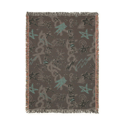 Rock Forever Grunge Graffiti Woven Blanket