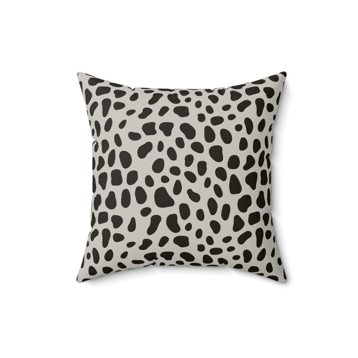 Dalmatian Spot Minimalist Faux Suede Square Pillow | Chic Animal Print Accent Cushion