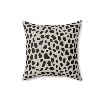 Dalmatian Spot Minimalist Faux Suede Square Pillow | Chic Animal Print Accent Cushion