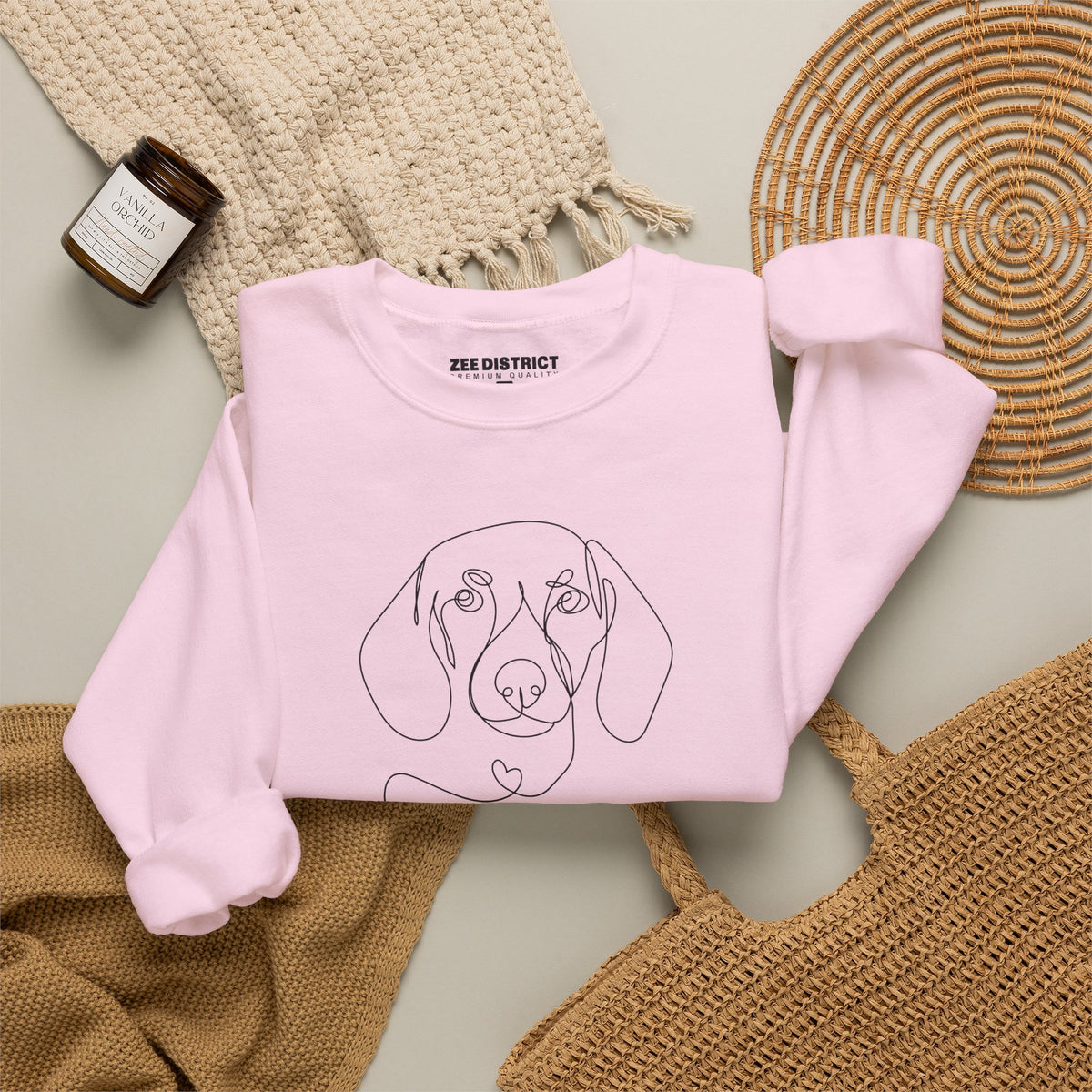 Minimalist Line Art Dog Portrait Graphic Sweatshirt | Cute Puppy Lover Pullover