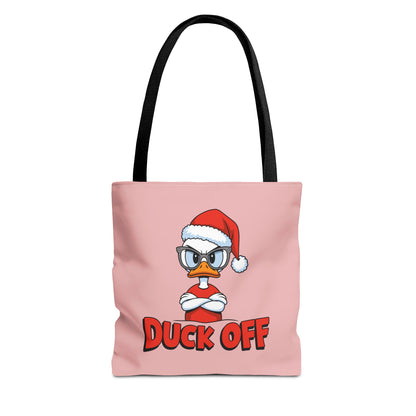 "Duck Off" Grumpy Santa Duck Funny Christmas Polyester Tote Bag
