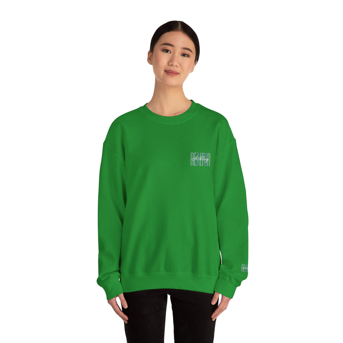 Personalized Realtor Retro Stacked Text Graphic Sweatshirt | Custom Name Real Estate Crewneck