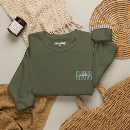 Personalized Realtor Retro Stacked Text Graphic Sweatshirt | Custom Name Real Estate Crewneck