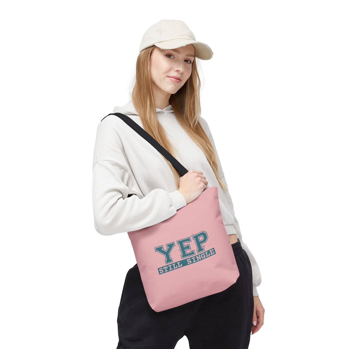 "Yep Still Single" Sarcastic Varsity Font Polyester Tote Bag