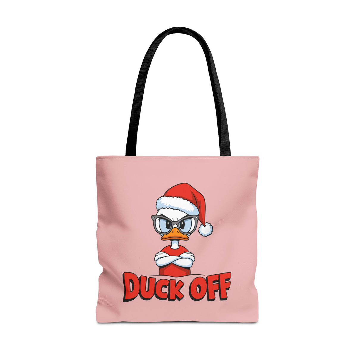"Duck Off" Grumpy Santa Duck Funny Christmas Polyester Tote Bag
