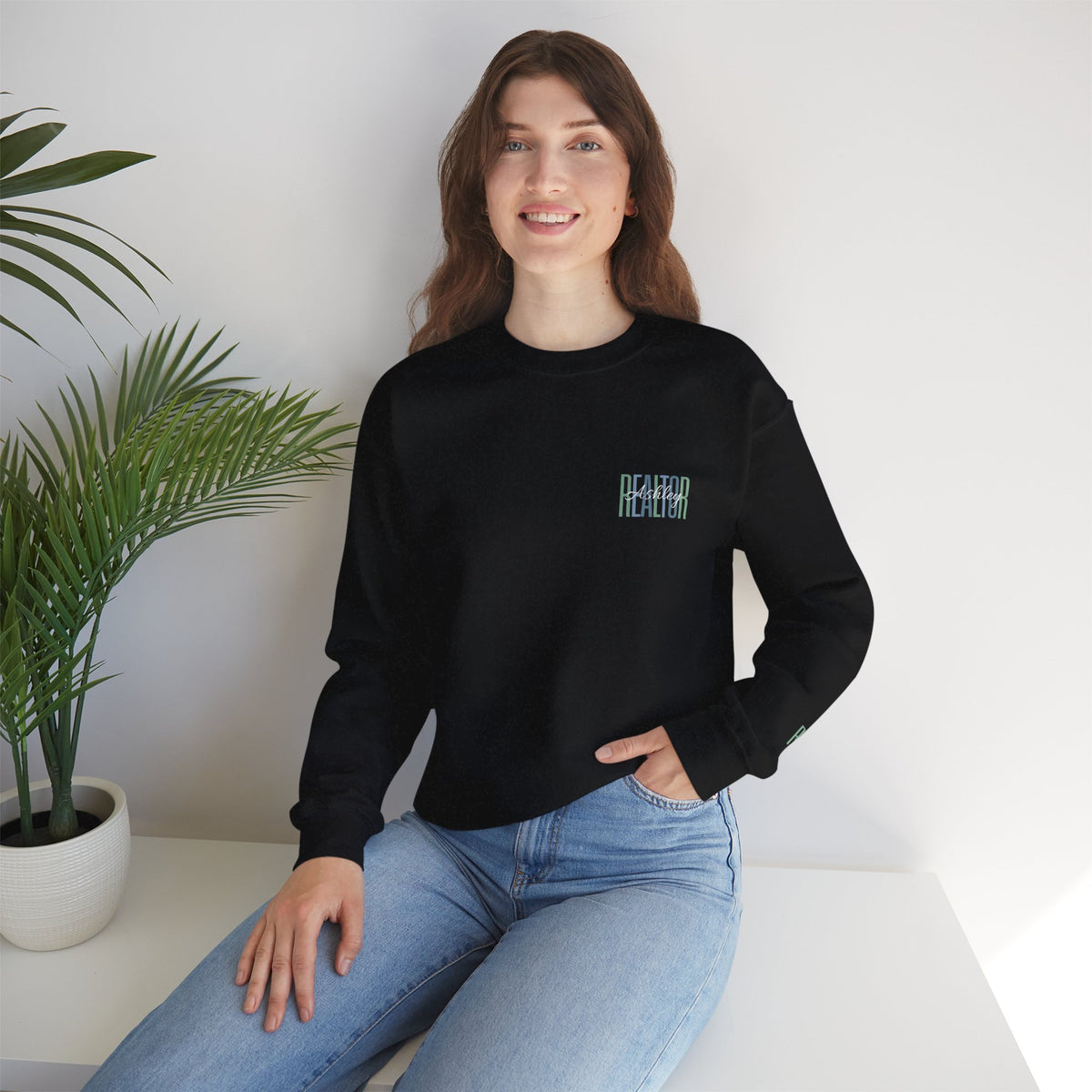 Personalized Realtor Retro Stacked Text Graphic Sweatshirt | Custom Name Real Estate Crewneck