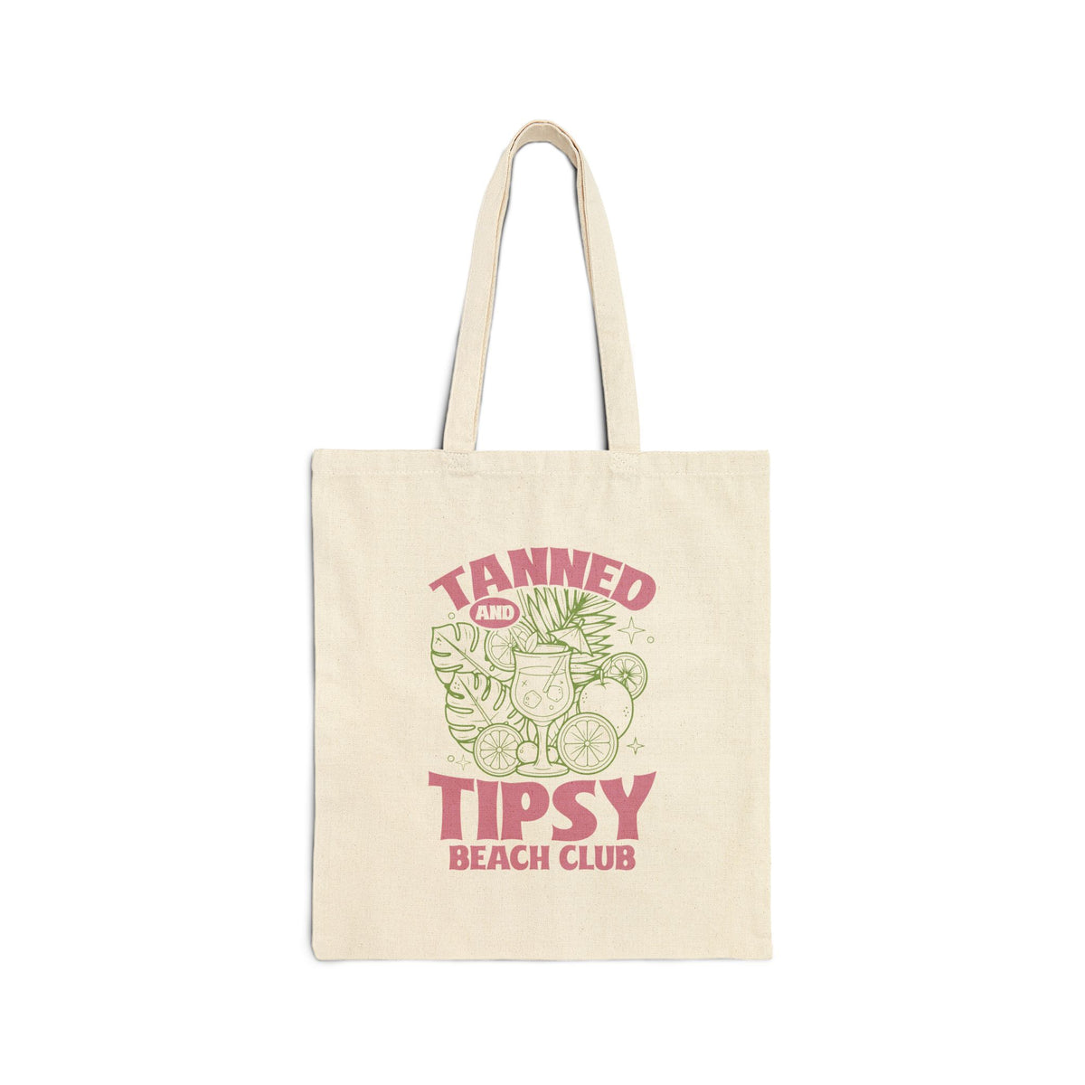 Tanned and Tipsy Beach Club Retro Citrus Cotton Canvas Tote Bag