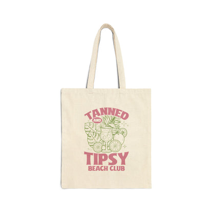 Tanned and Tipsy Beach Club Retro Citrus Cotton Canvas Tote Bag