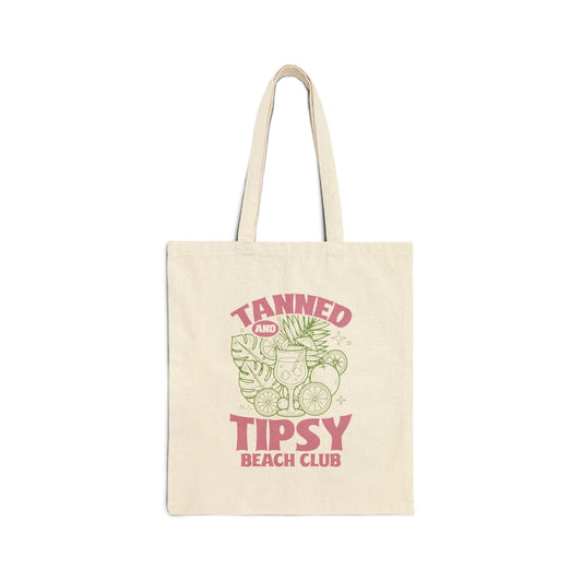 Tanned and Tipsy Beach Club Retro Citrus Cotton Canvas Tote Bag