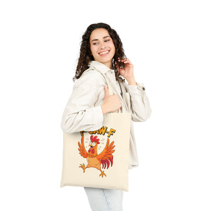 "F-CAW-F" Funny Panic Chicken Pun Cotton Canvas Tote Bag