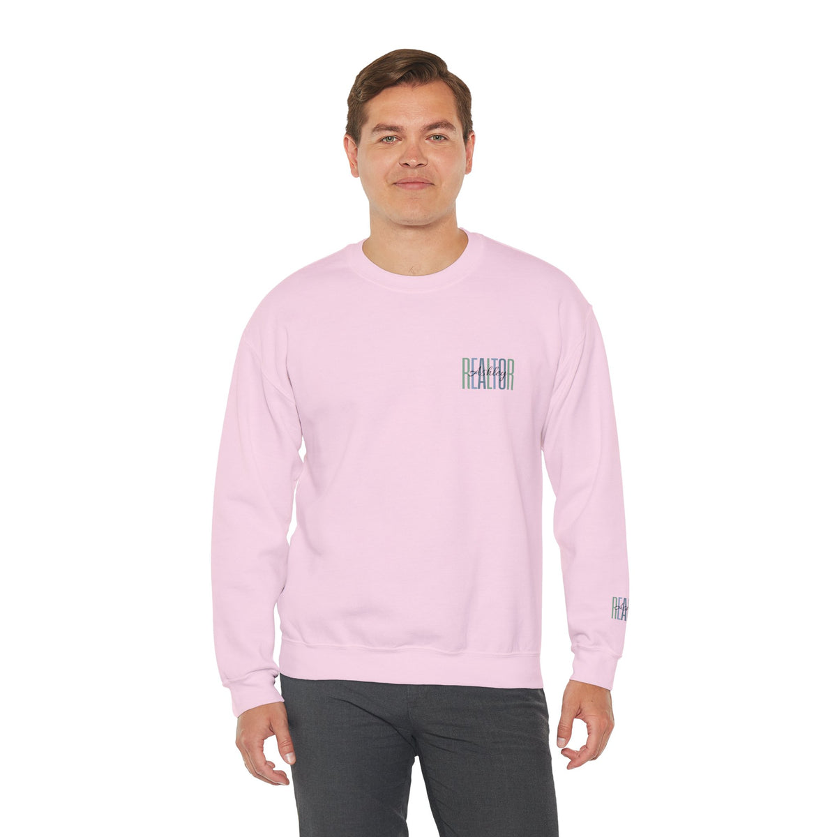 Personalized Realtor Retro Stacked Text Graphic Sweatshirt | Custom Name Real Estate Crewneck