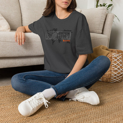 Explore World Map Adventure Graphic Tee: Urban Street Style & Travel T-Shirt