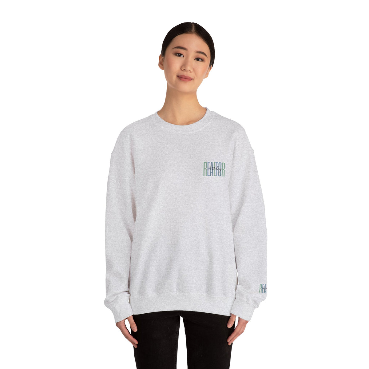 Personalized Realtor Retro Stacked Text Graphic Sweatshirt | Custom Name Real Estate Crewneck