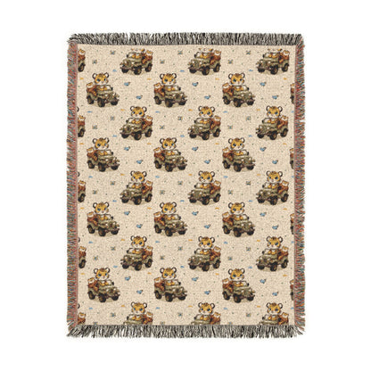 Adventures Safari Tiger Jeeps Woven Throw Blanket