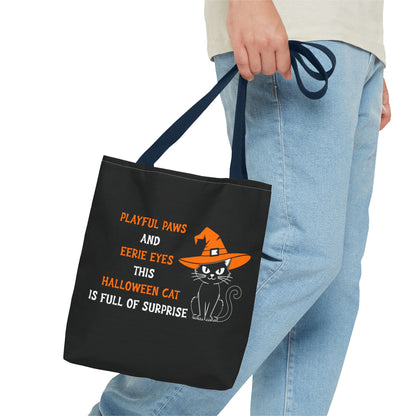Halloween Cat Tote Bag — "Playful Paws and Eerie Eyes" Trick-or-Treat Reusable Shopper