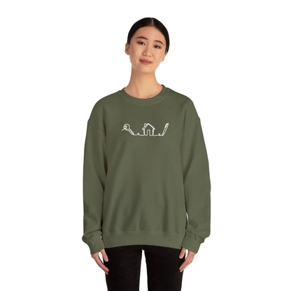 Realtor House Key Pen Line Art White Embroidered Sweatshirt