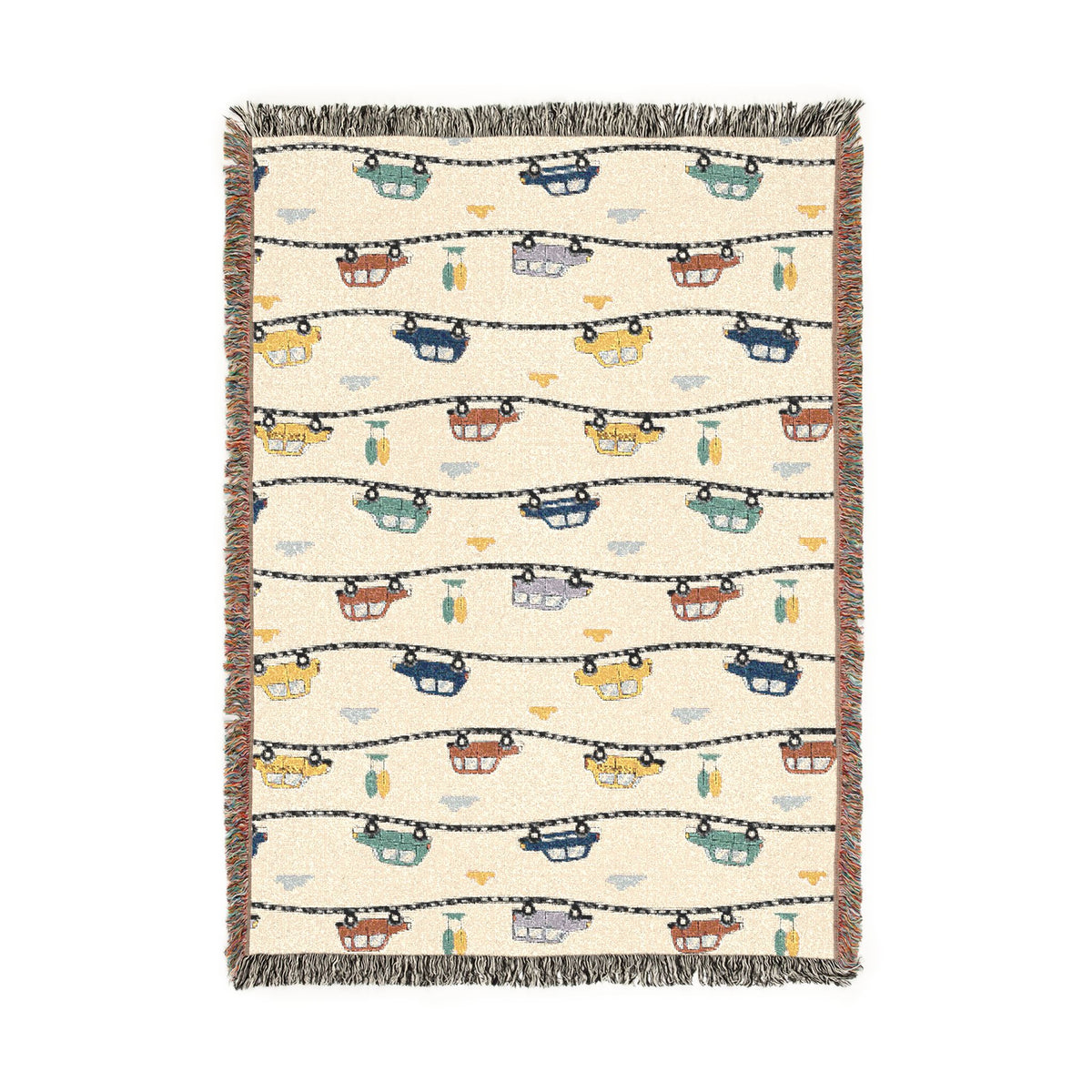 Whimsical Road Trip Cars & Traffic Woven Throw Blanket