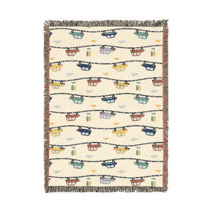 Whimsical Road Trip Cars & Traffic Woven Throw Blanket