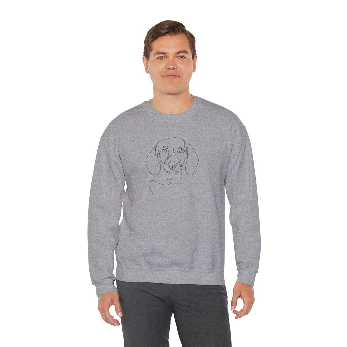 Minimalist Line Art Dog Portrait Graphic Sweatshirt | Cute Puppy Lover Pullover