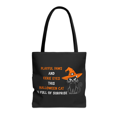 Halloween Cat Tote Bag — "Playful Paws and Eerie Eyes" Trick-or-Treat Reusable Shopper