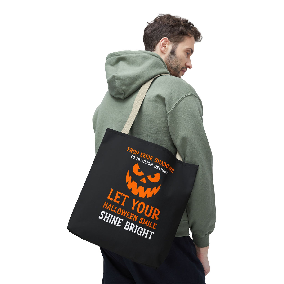 Halloween Pumpkin Tote Bag — "Let Your Halloween Smile Shine Bright"
