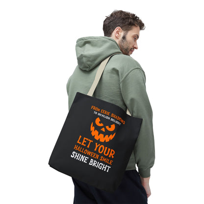 Halloween Pumpkin Tote Bag — "Let Your Halloween Smile Shine Bright"