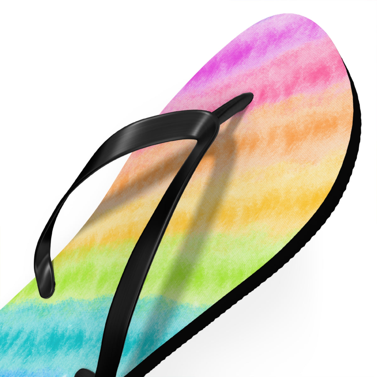 Watercolor Rainbow Diagonal Stripe Flip Flops — Artistic Summer Beach Sandals