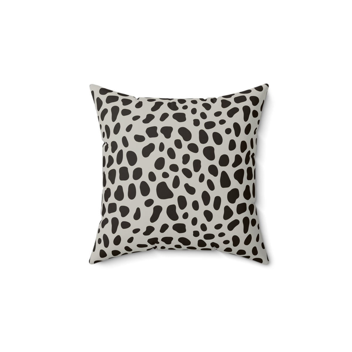 Dalmatian Spot Minimalist Faux Suede Square Pillow | Chic Animal Print Accent Cushion