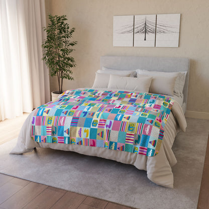 Colorful Patchwork Baby Fleece Sherpa Blanket