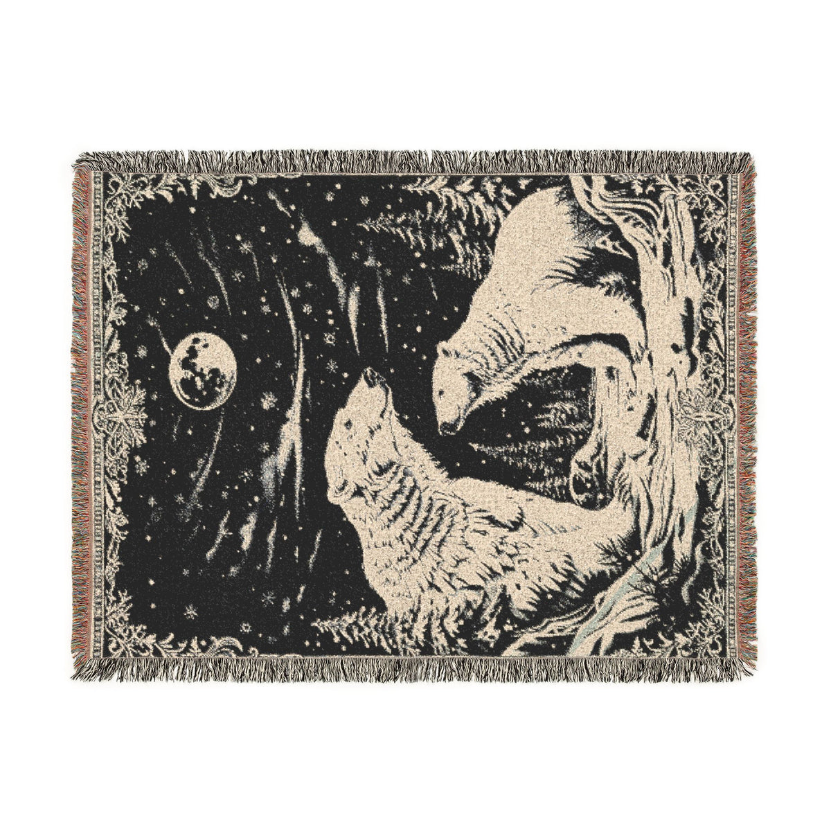 Polar Bear Family Woven Blanket - Cozy Arctic Night Throw