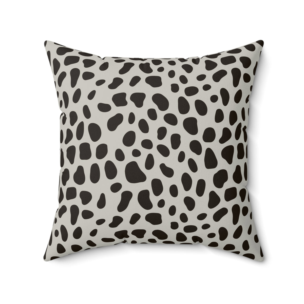 Dalmatian Spot Minimalist Faux Suede Square Pillow | Chic Animal Print Accent Cushion