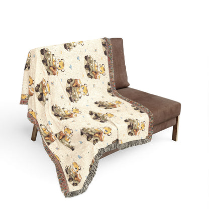 Adventures Safari Tiger Jeeps Woven Throw Blanket