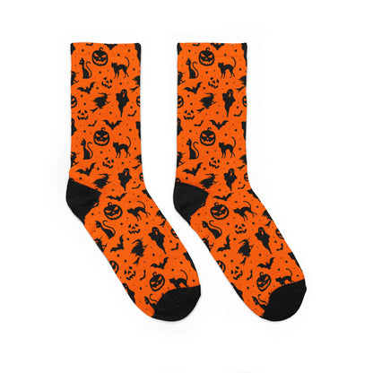 Classic Orange Halloween Silhouette Cushioned Crew Socks