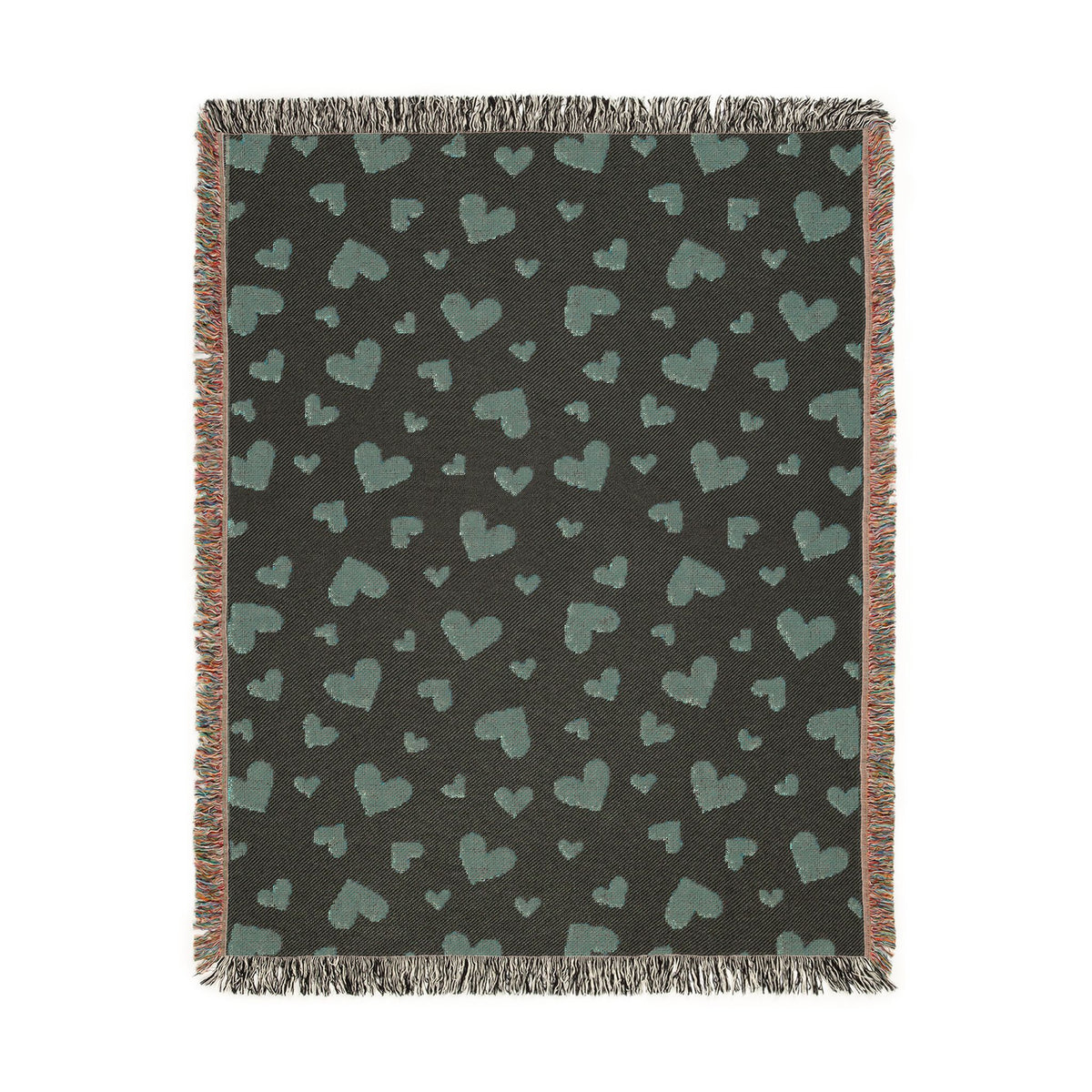 Romantic Scattered Hearts Woven Throw Blanket