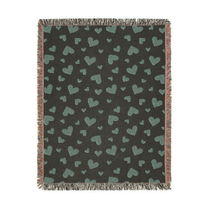 Romantic Scattered Hearts Woven Throw Blanket
