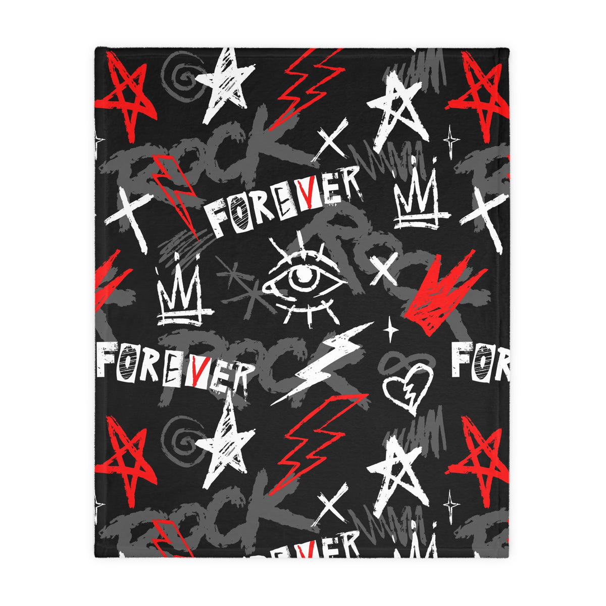 Forever Punk Microfiber Throw Blanket - Black Red Graffiti (Two-sided print)