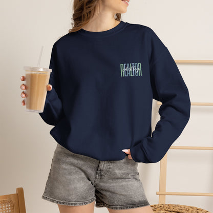 Personalized Realtor Retro Stacked Text Graphic Sweatshirt | Custom Name Real Estate Crewneck