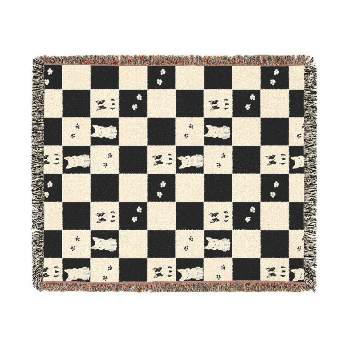 French Bulldog Checkerboard Woven Throw Blanket