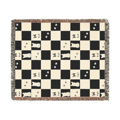 French Bulldog Checkerboard Woven Throw Blanket