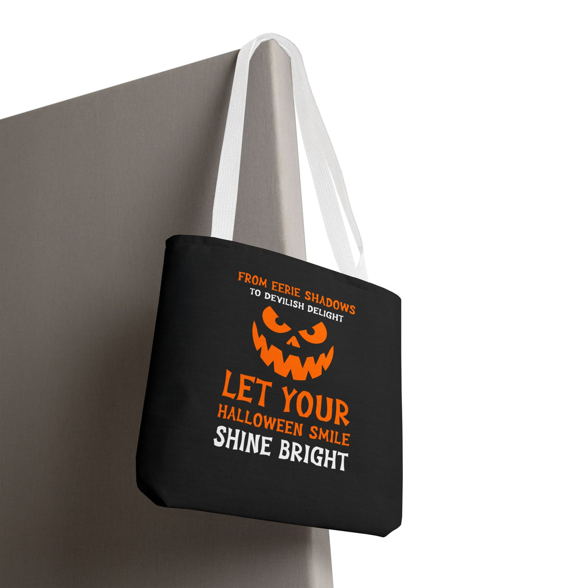 Halloween Pumpkin Tote Bag — "Let Your Halloween Smile Shine Bright"