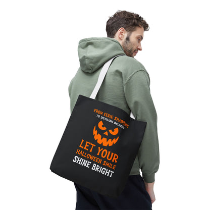 Halloween Pumpkin Tote Bag — "Let Your Halloween Smile Shine Bright"