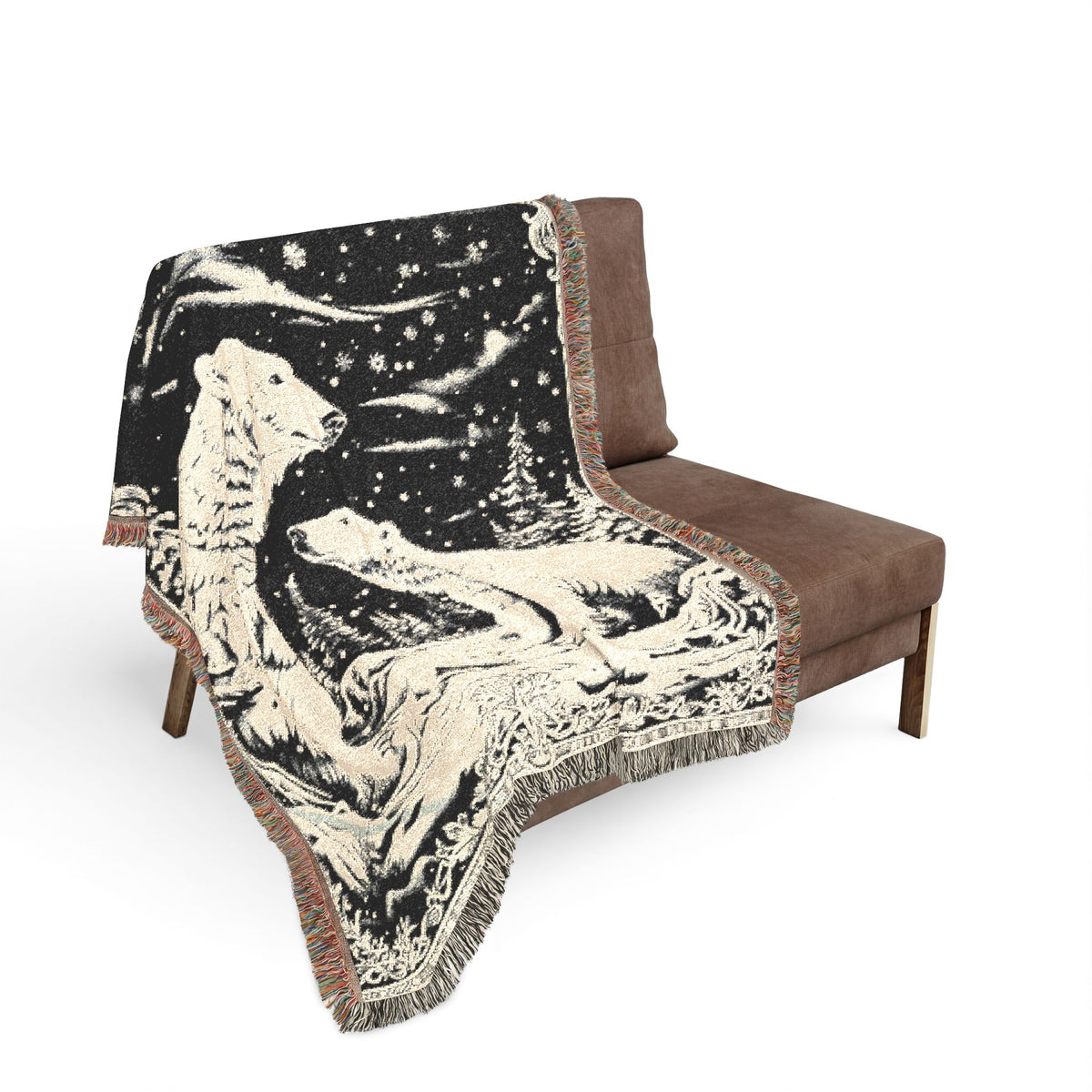 Polar Bear Family Woven Blanket - Cozy Arctic Night Throw