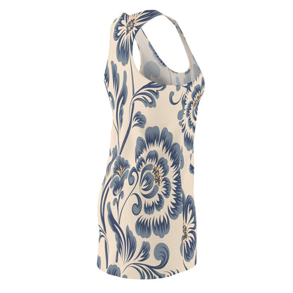 Vintage Blue Floral Racerback Dress